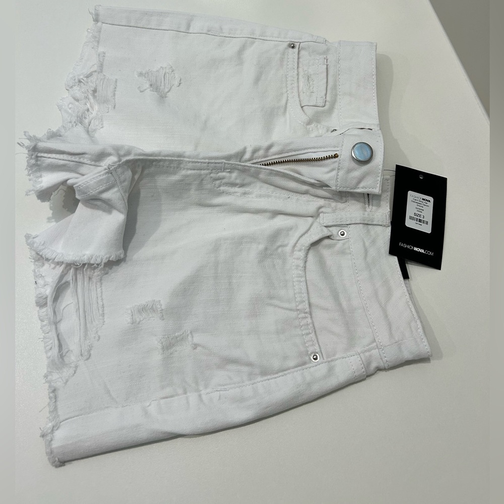 White denim shorts